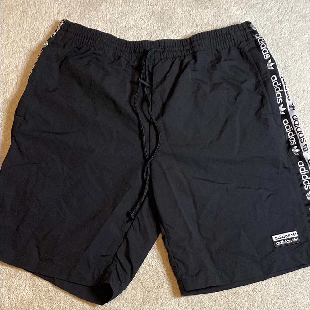 Adidas Black Training Shorts with Logo Stripes
